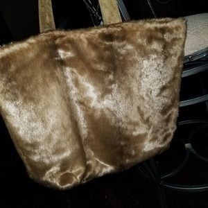 INC faux fur handbag
